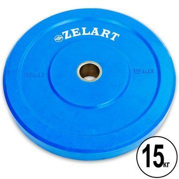 Бамперні диски гумові Bumper Plates Zelart Z-TOP TA-5125-15 51мм 15кг синій TA-5125-15 фото