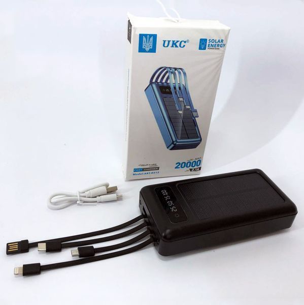 Портативное зарядное устройство на 20000mAh, Power Bank на солнечной батарее, для планшета. Цвет: черный ws93361-1-1 фото