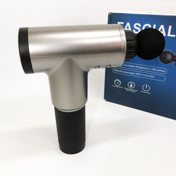 Аккумуляторный массажер Fascial Gun KH-320 портативный ручной ударный мышечный пистолет 4 насадки серый ws15677-3 фото