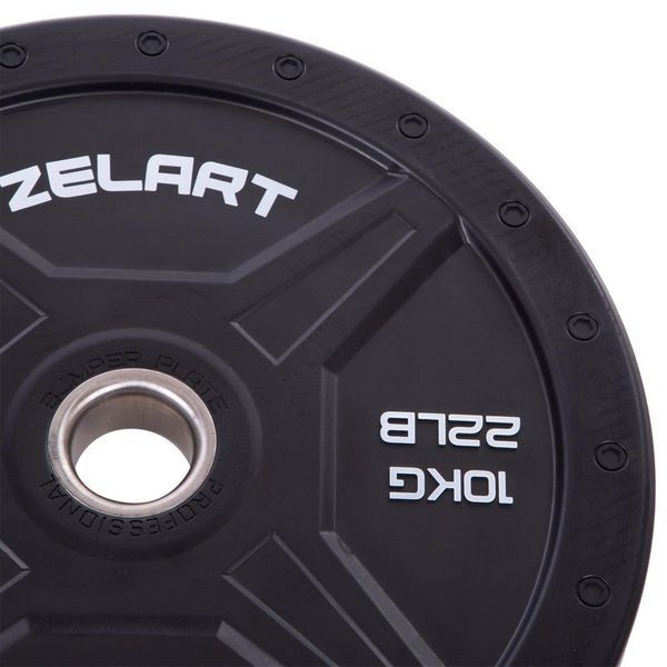 Бамперні диски гумові Bumper Plates Zelart TA-2258-10 50,4мм 10кг чорний TA-2258-10 фото