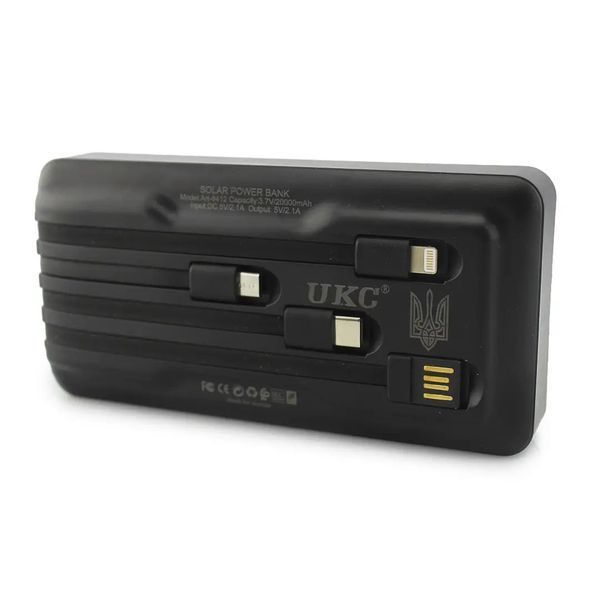 Портативное зарядное устройство на 20000mAh, Power Bank на солнечной батарее, для планшета. Цвет: черный ws93361-1-1 фото