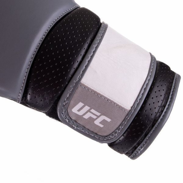 Рукавиці боксерські на липучці шкіряні UFC PRO Training UHK-69994 14унцій сірий-чорний UHK-69994 фото