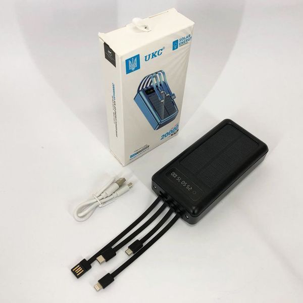 Портативное зарядное устройство на 20000mAh, Power Bank на солнечной батарее, для планшета. Цвет: черный ws93361-1-1 фото
