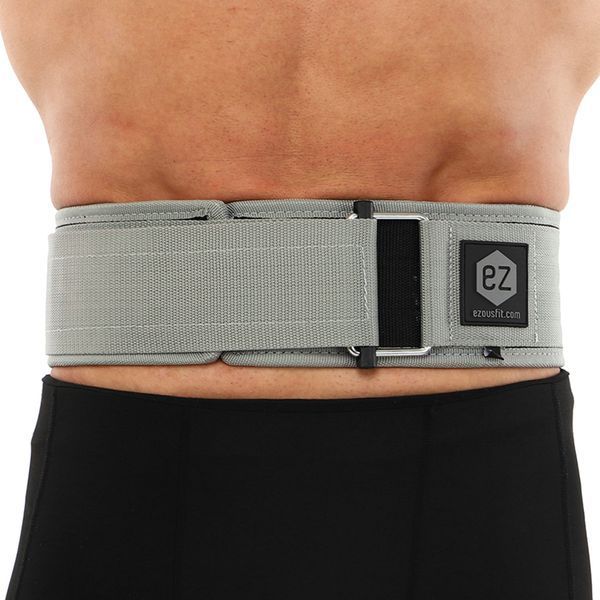 Пояс атлетический текстильный QUICK LOCKING WEIGHTLITING BELT EZOUS O-02 спинка-10см размер S-L серый O-02 фото