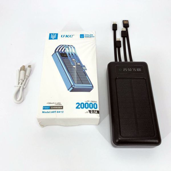 Портативное зарядное устройство на 20000mAh, Power Bank на солнечной батарее, для планшета. Цвет: черный ws93361-1-1 фото