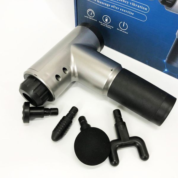 Аккумуляторный массажер Fascial Gun KH-320 портативный ручной ударный мышечный пистолет 4 насадки серый ws15677-3 фото