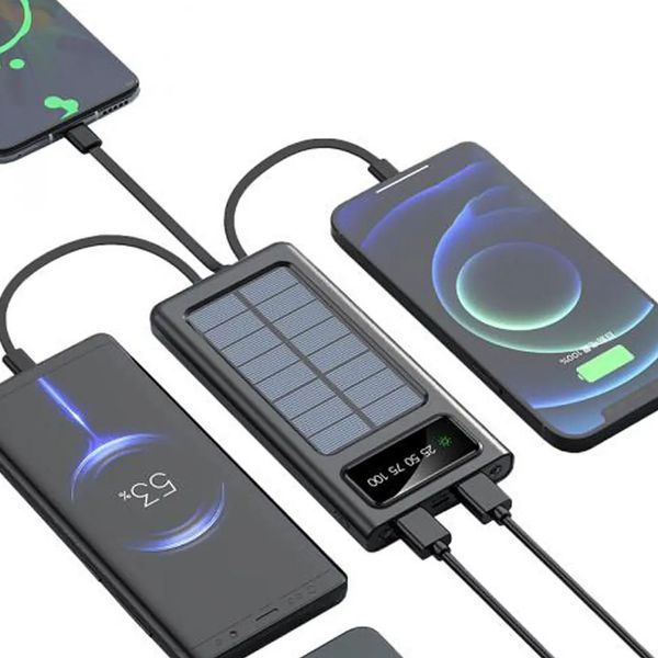 Портативное зарядное устройство на 20000mAh, Power Bank на солнечной батарее, для планшета. Цвет: черный ws93361-1-1 фото