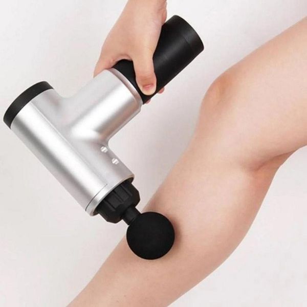 Аккумуляторный массажер Fascial Gun KH-320 портативный ручной ударный мышечный пистолет 4 насадки серый ws15677-3 фото