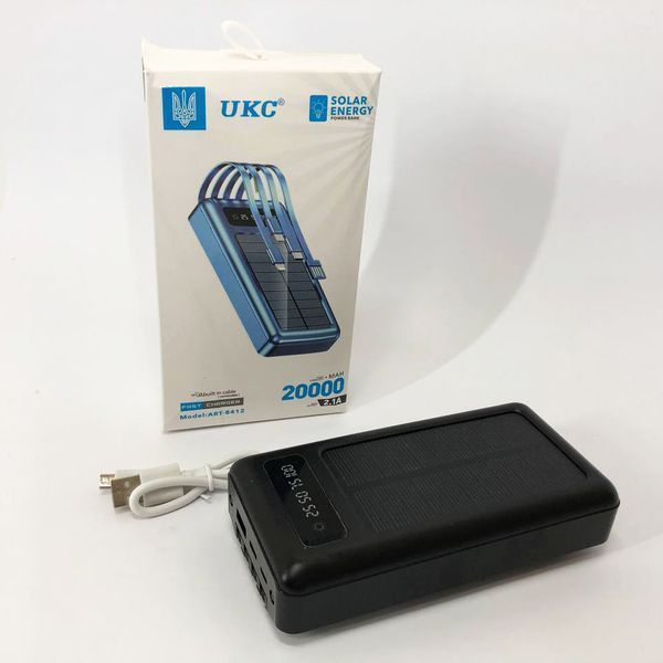 Портативное зарядное устройство на 20000mAh, Power Bank на солнечной батарее, для планшета. Цвет: черный ws93361-1-1 фото
