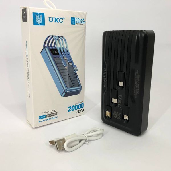 Портативное зарядное устройство на 20000mAh, Power Bank на солнечной батарее, для планшета. Цвет: черный ws93361-1-1 фото