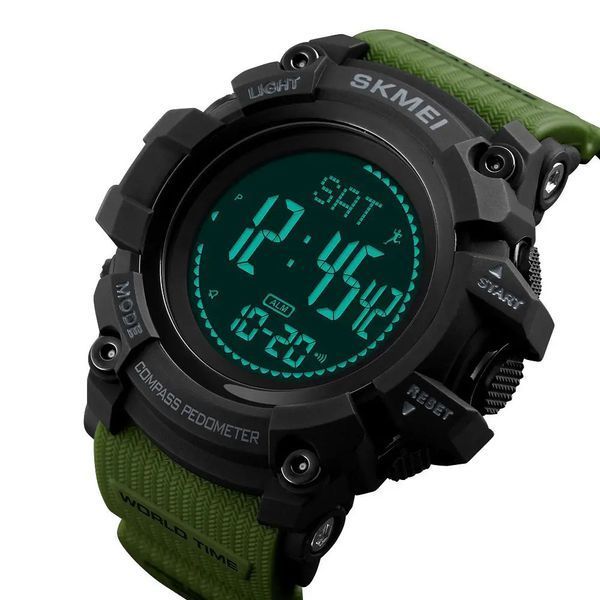 Часы наручные мужские SKMEI 1356AG ARMY GREEN, армейские часы противоударные. Цвет: зеленый ws52675 фото