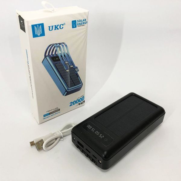 Портативное зарядное устройство на 20000mAh, Power Bank на солнечной батарее, для планшета. Цвет: черный ws93361-1-1 фото