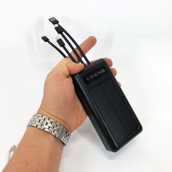 Портативное зарядное устройство на 20000mAh, Power Bank на солнечной батарее, для планшета. Цвет: черный ws93361-1-1 фото