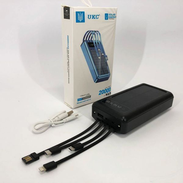 Портативное зарядное устройство на 20000mAh, Power Bank на солнечной батарее, для планшета. Цвет: черный ws93361-1-1 фото
