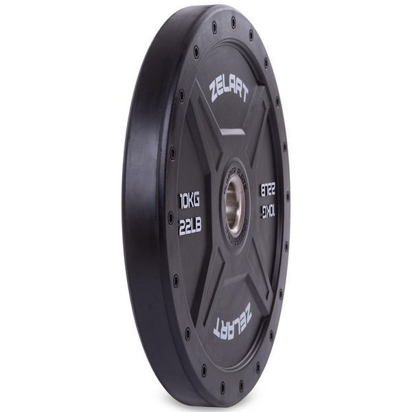 Бамперні диски гумові Bumper Plates Zelart TA-2258-10 50,4мм 10кг чорний TA-2258-10 фото