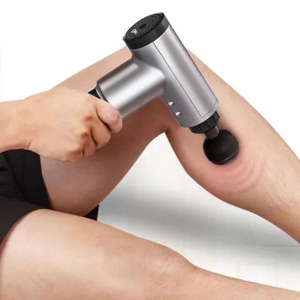 Аккумуляторный массажер Fascial Gun KH-320 портативный ручной ударный мышечный пистолет 4 насадки серый ws15677-3 фото