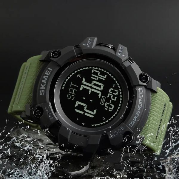 Часы наручные мужские SKMEI 1356AG ARMY GREEN, армейские часы противоударные. Цвет: зеленый ws52675 фото