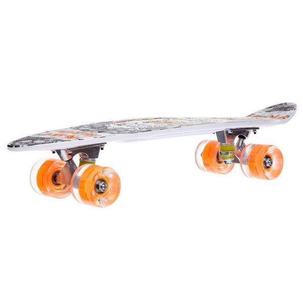 Пенні борд Penny Board круїзер пластиковий з колесами які світяться та ручкою для перенесення 24' SP-Sport SK-885-4 чорний-білий SK-885-4 фото