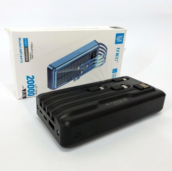 Портативное зарядное устройство на 20000mAh, Power Bank на солнечной батарее, для планшета. Цвет: черный ws93361-1-1 фото