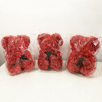 Лучший подарок: мишка из искусственных 3D роз 25 см. Цвет: красный ws75291 фото