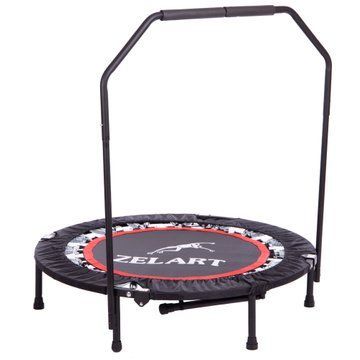 Фитнес батут для джампинга складной круглый с ручкой Zelart TX-6388B-40 o101см черный-красный TX-6388B-40 фото