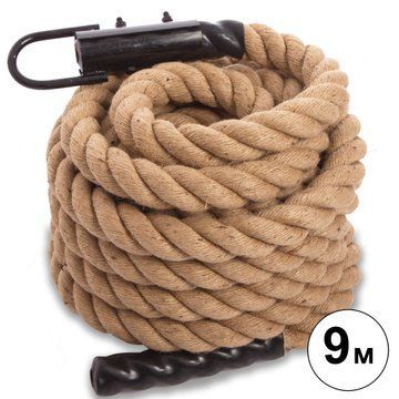 Канат для лазанья из сизаля с креплением Combat Battle Rope Zelart FI-0910-9 9м коричневый FI-0910-9 фото