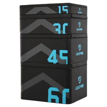 Бокс плиометрический тумба для кроссфита Плиобокс набор 4 бокса LiveUp LP8158 4шт 90х75х15/30/45/60см черный LP8158 фото