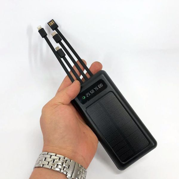 Портативное зарядное устройство на 10000mAh, Power Bank на солнечной батарее, зарядка. Цвет: черный ws93361-2 фото