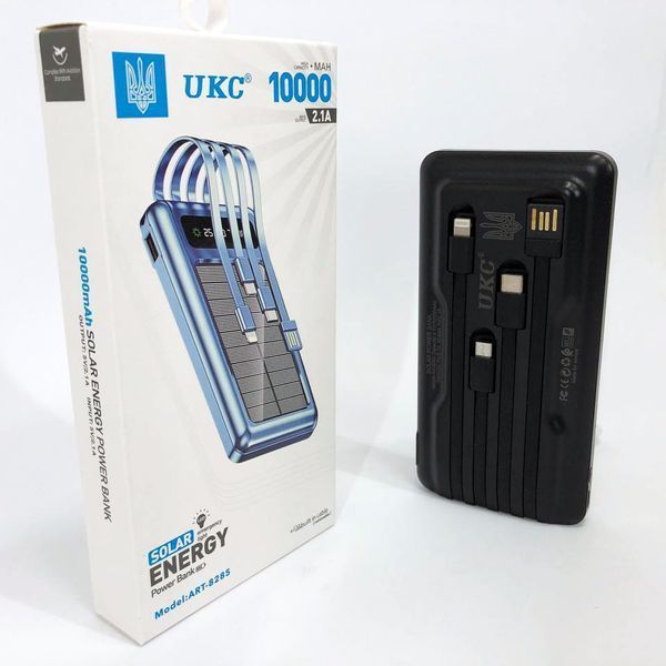 Портативное зарядное устройство на 10000mAh, Power Bank на солнечной батарее, зарядка. Цвет: черный ws93361-2 фото