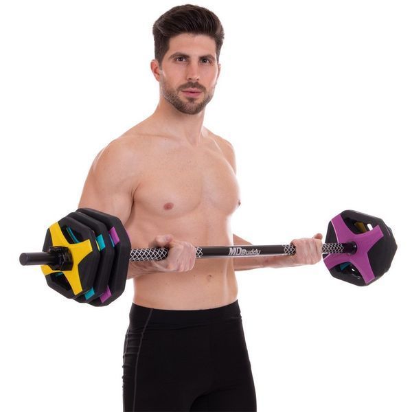 Штанга разборная для фитнеса и аэробики фитнес памп MDbuddy TA-2684 длина-1,4м 30мм 20кг черный TA-2684 фото