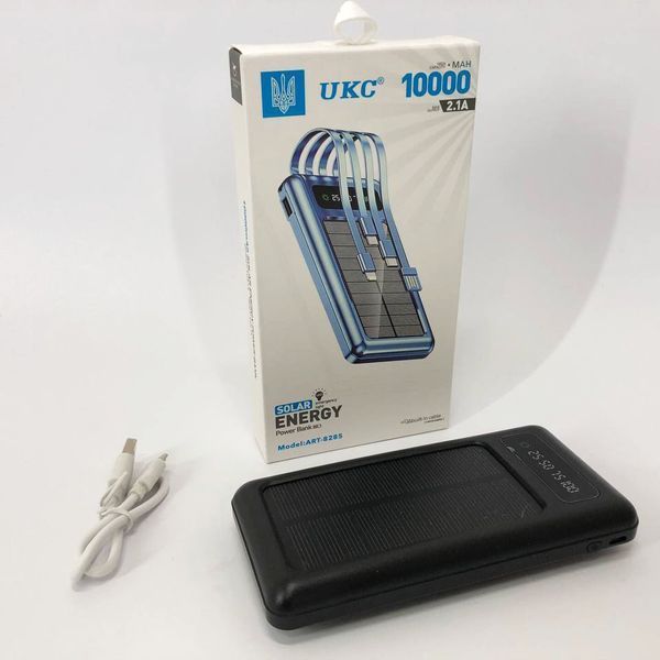 Портативное зарядное устройство на 10000mAh, Power Bank на солнечной батарее, зарядка. Цвет: черный ws93361-2 фото