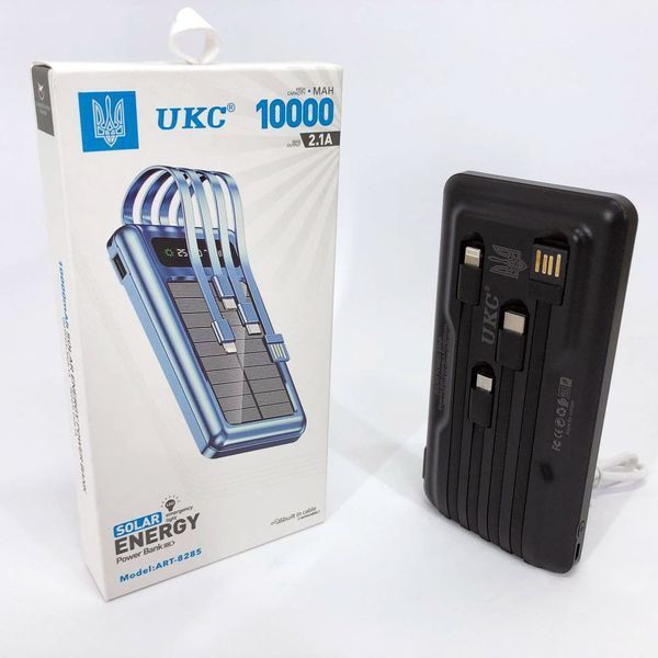 Портативное зарядное устройство на 10000mAh, Power Bank на солнечной батарее, зарядка. Цвет: черный ws93361-2 фото