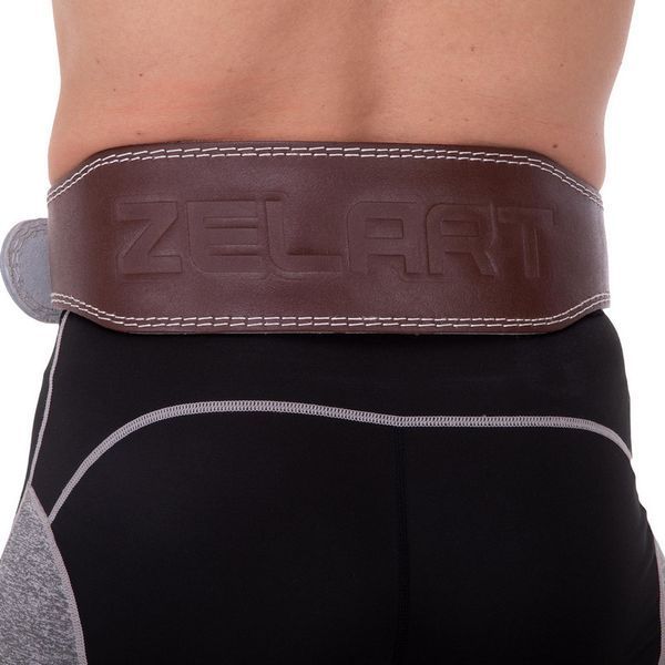 Пояс атлетический кожаный Zelart SB-165076 спинка-10см размер-XS-XXL темно-коричневый SB-165076 фото