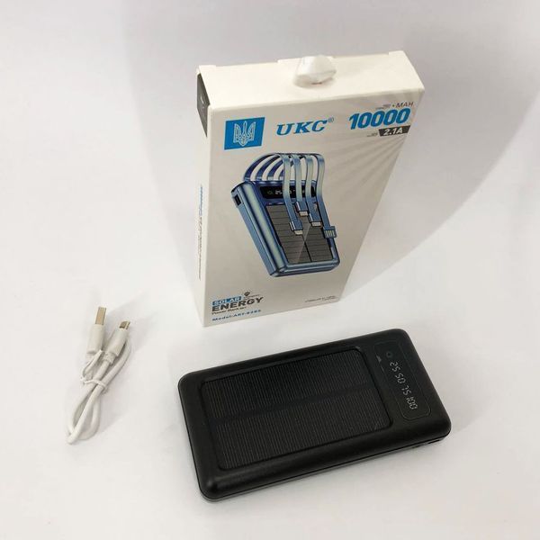 Портативное зарядное устройство на 10000mAh, Power Bank на солнечной батарее, зарядка. Цвет: черный ws93361-2 фото