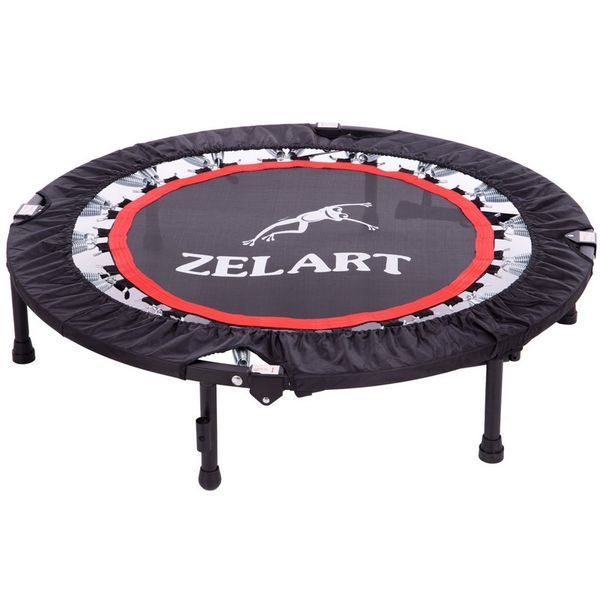 Фітнес батут для джампінгу складаний круглий з ручкою Zelart TX-6388B-40 o101см чорний-червоний TX-6388B-40 фото