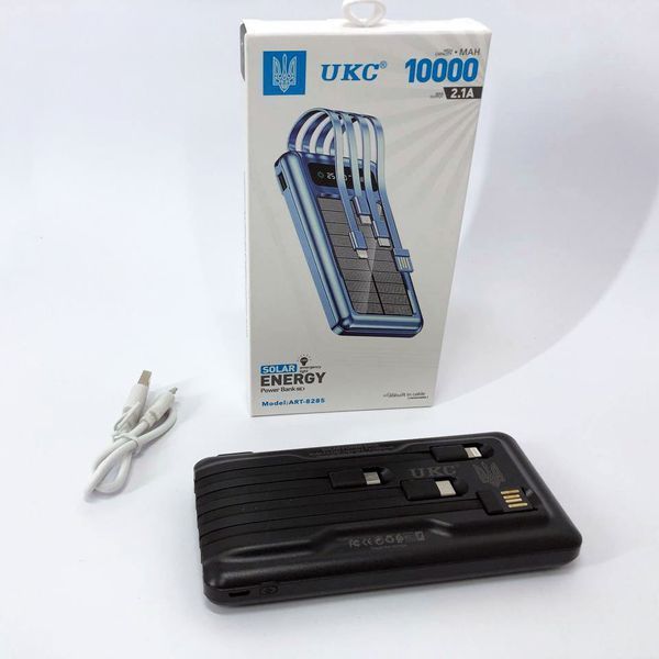 Портативное зарядное устройство на 10000mAh, Power Bank на солнечной батарее, зарядка. Цвет: черный ws93361-2 фото