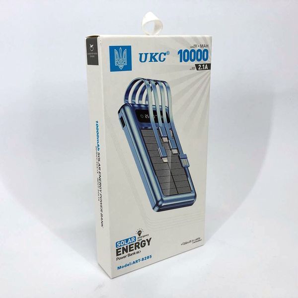 Портативное зарядное устройство на 10000mAh, Power Bank на солнечной батарее, зарядка. Цвет: черный ws93361-2 фото