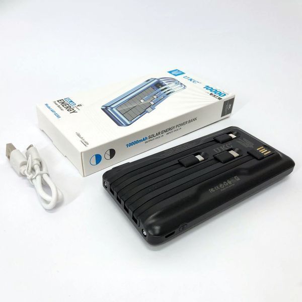 Портативное зарядное устройство на 10000mAh, Power Bank на солнечной батарее, зарядка. Цвет: черный ws93361-2 фото