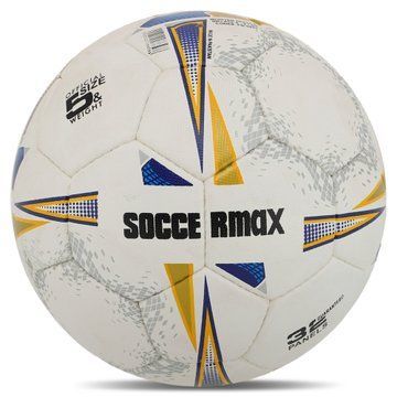 Мяч футбольный SOCCERMAX FB-9492 №5 PU белый-синий-золотой FB-9492 фото