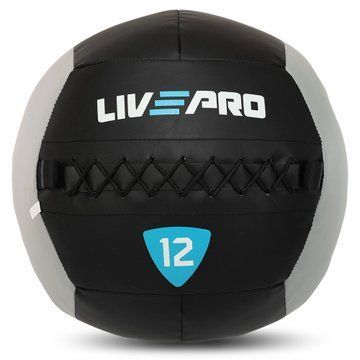 Мяч набивной медицинский для кроссфита WALL BALL LiveUp LP8100-12 12кг черный-серый LP8100-12 фото