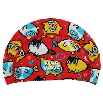 Шапочка для плавания текстильная юниорская MadWave CATFISH M052002 красный M052002 фото