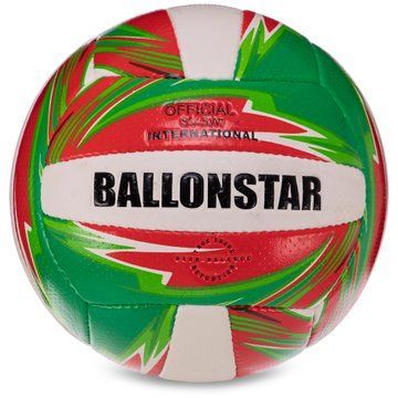 Мяч волейбольный BALLONSTAR LG3499 №5 PU зеленый-красный-белый LG3499 фото