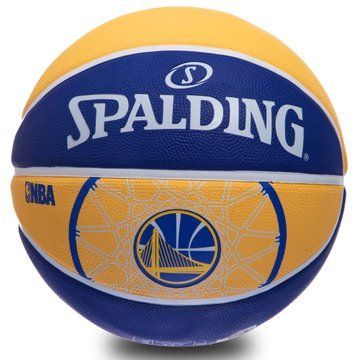 Мяч баскетбольный резиновый SPALDING NBA Team WARRIORS 83304Z размер 7 синий-желтый 83304Z фото