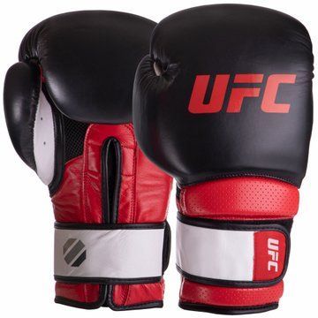 Перчатки боксерские на липучке кожаные UFC PRO Training UHK-69992 18унций красный-черный UHK-69992 фото