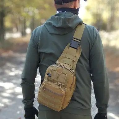 Качественная тактическая сумка, укрепленная мужская сумка рюкзак тактическая слинг. Цвет: койот ws54857-1 фото