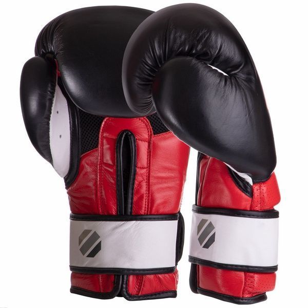 Перчатки боксерские на липучке кожаные UFC PRO Training UHK-69992 18унций красный-черный UHK-69992 фото
