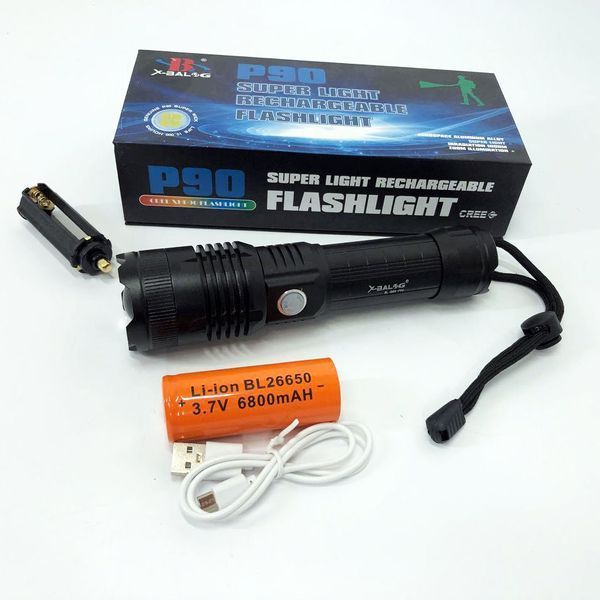 Фонарь аккумуляторный X-Balog BL-B88-P90, яркий фонарик, качественный фонарик, мощный ручной фонарик ws27893 фото