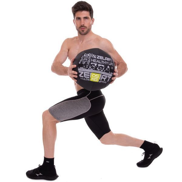М'яч набивний медичний для кросфіту WALL BALL Zelart FI-2637-5 5кг чорний FI-2637-5 фото