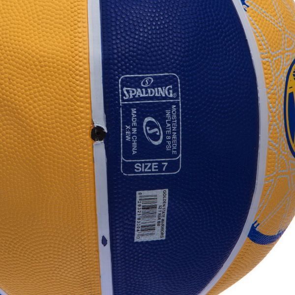 Мяч баскетбольный резиновый SPALDING NBA Team WARRIORS 83304Z размер 7 синий-желтый 83304Z фото