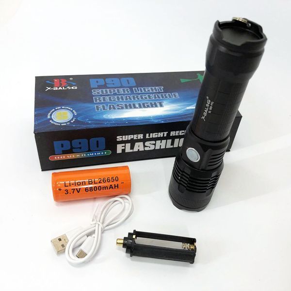 Фонарь аккумуляторный X-Balog BL-B88-P90, яркий фонарик, качественный фонарик, мощный ручной фонарик ws27893 фото